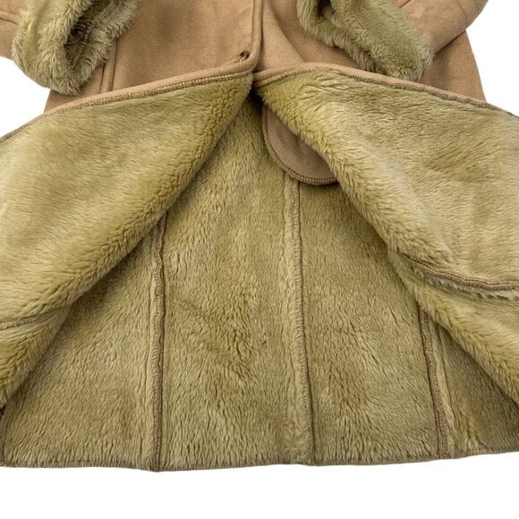 Larry Levine Sport - Faux Suede & Faux Fur Trim Coat in Camel Tan - Picture 4 of 7